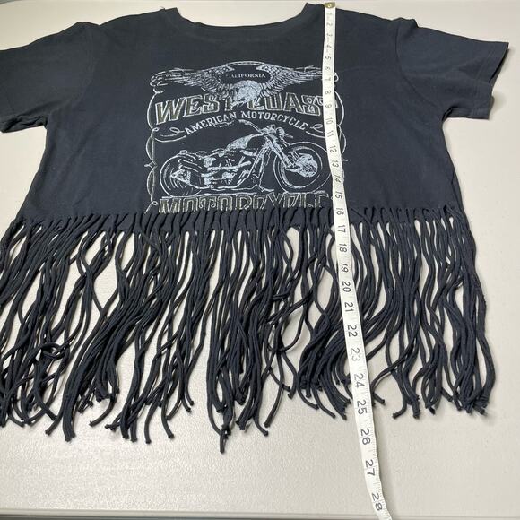 Forever 21 West Coast Motorcycle T-Shirt Fringe Trim Short Sleeve Black Size M - Picture 10 of 10